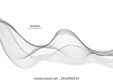 Abstract vector wave background. Wave with lines created using blend tool. Curved wavy line, smooth stripe.