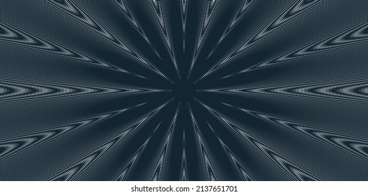 Abstract vector wave background made with linear Moire, op art effect surreal texture, sound and music waves theme, black and white grid abstraction.