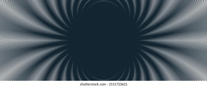 Abstract vector wave background made with linear Moire, op art effect surreal texture, sound and music waves theme, black and white grid abstraction.