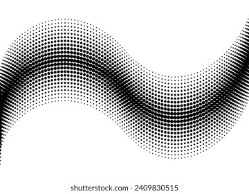 Abstract vector wave of black dots on a white background. Modern vector background. Halftone pattern