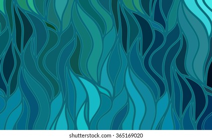 Abstract vector wave blue background of doodle hand drawn lines