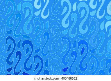 Abstract vector wave blue background of doodle hand drawn lines. Colorful floral pattern. 