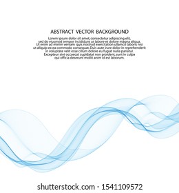 abstract vector wave.  blue curve lines