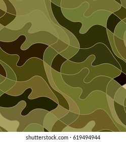 Abstract vector wave camo background of drawn lines. Colorful floral pattern.