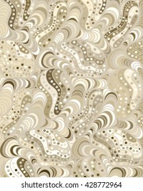 Abstract vector wave color background of doodle hand drawn lines. Colorful floral pattern.