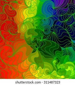 Abstract vector wave colorful background of hand drawn lines