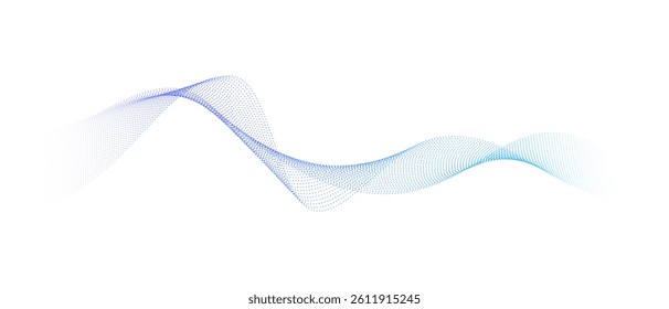 Abstract vector wave dot particles glowing blue purple color isolated on black background. Futuristic technology concept. Suit for poster, banner, cover, website, flyer, technology, AI.	