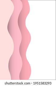 Abstract vector wave frame with shadow, paper style, isolated illustration blue, pink, green, mint with space for text, postcard design, presentation, banner, flyer