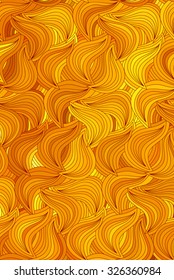 Abstract vector wave gold background of doodle hand drawn lines