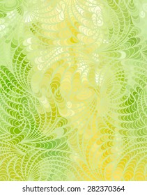 Abstract vector wave green background of doodle drawn lines