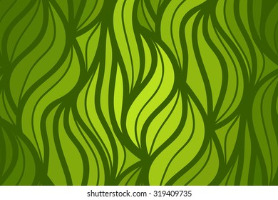 Abstract vector wave green background of doodle drawn lines