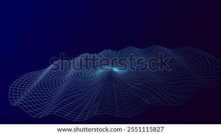Abstract vector wave with interweaving lines and dots. Digital technologies - big data research.