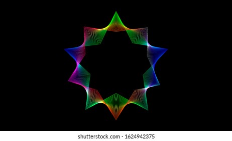 Abstract vector wave line flowing colorful on black background for design elements in concept technology, music, science