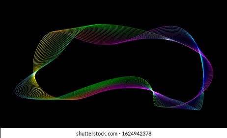 Abstract vector wave line flowing colorful on black background for design elements in concept technology, music, science