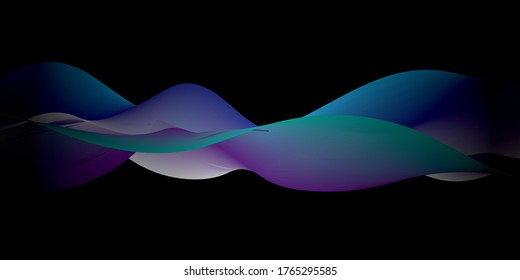 Abstract vector wave lines pink and blue colors on black background for design elements in concept technology, modern, science. EPS 10