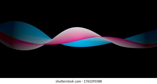 Abstract vector wave lines pink and blue colors on black background for design elements in concept technology, modern, science. EPS 10
