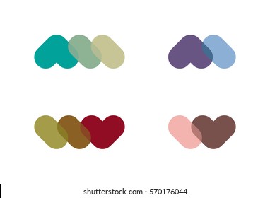 Abstract vector wave logo template. "A","M","W","V" letters icon set. Computer science and engineering concept icons.