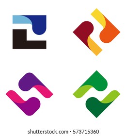 Abstract vector wave logo template set. "s","z", "q", "d", "p", "b" letters icon set. You can use in the media, mobile, water, financial, mechanical, science and other commercial image. 