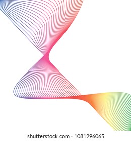 Abstract vector wave on white background. Stylish dynamic movement of lines.