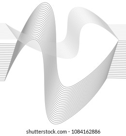 Abstract vector wave on white background. Stylish dynamic movement of lines.
