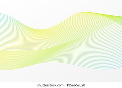 Abstract vector wave pattern. Yellow blue green background. Illustration for design, sample, template, decoration, web, concept, curve, twist