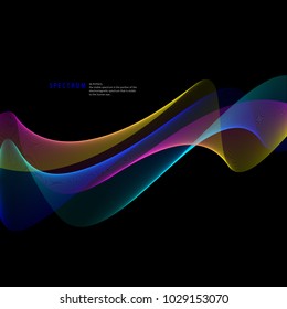 Abstract vector wave in spectral colors over black background