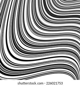 Abstract Vector Wave Stripes . Vertical Curved Lines . 