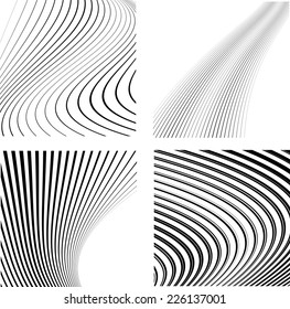 Abstract Vector  Wave Stripes . Vertical Curved Lines . 
