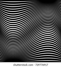Abstract Vector Wave Stripes . Vertical Curved Lines . Striped black texture
