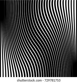 Abstract Vector Wave Stripes . Vertical Curved Lines . Striped black texture