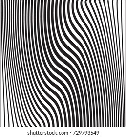 Abstract Vector Wave Stripes . Vertical Curved Lines . Striped black texture