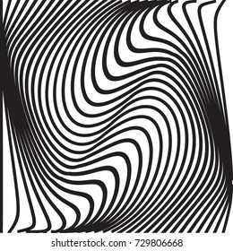 Abstract Vector Wave Stripes . Vertical Curved Lines . Striped black texture