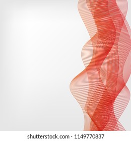 abstract vector waved line background - red and orange