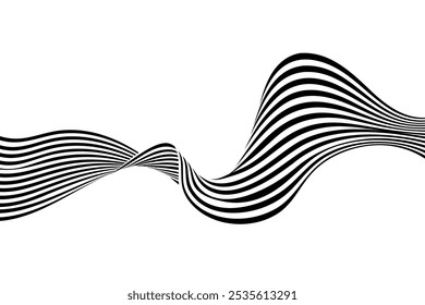Abstract vector waves background. 3D optical illusion - line art.