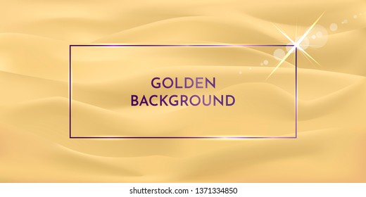 Abstract vector wavy background. Gold waves in pastel colors. Minimalist design. Banner with light effects on the frame.