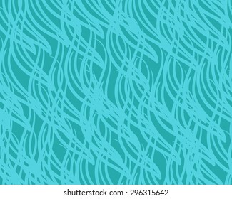 Abstract vector wavy background. Seamless curly hand drown pattern. Colorful linear background.