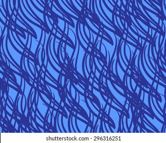 Abstract vector wavy background. Seamless curly hand drown pattern. Colorful linear background.