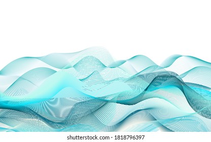 Abstract vector wavy banner. Blue wave lines isolated on white background. Gradient geometric illustration for web, packaging, business, medicine, travel. Symbol of nature, motion, rest, sea, water