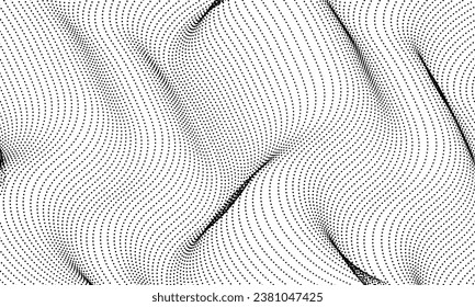 Abstract vector wavy black dotted lines flowing smooth curve on a transparent  background in luxury, technology, science, music, modern.
