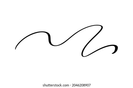 Abstract Vector Wavy calligraphy line divider. Black illustration. Element of design for posters and flyers story.