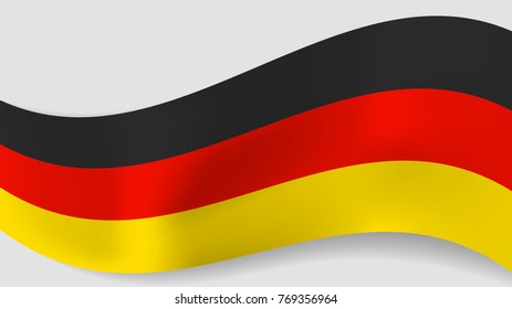 Abstract vector wavy German flag background. Ribbon with black, red and yellow Germany flag colors for national holidays and event banners design