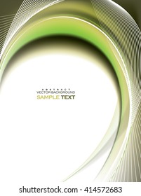 Abstract Vector Wavy Illustration. Green Background.