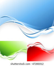 abstract vector wavy lines with copy space in three colors