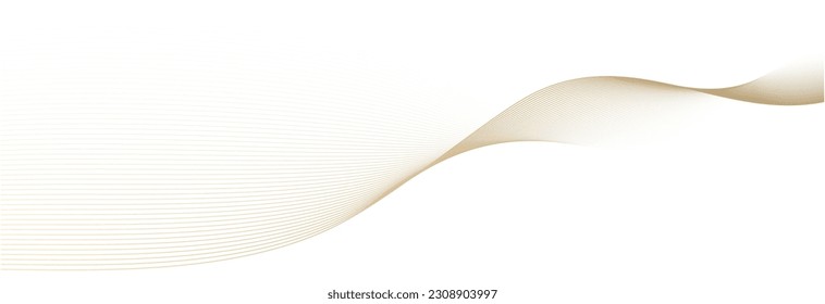 Abstract vector wavy lines flowing smooth curve gold gradient color on white background in concept of luxury, technology, science, music, modern.