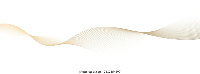 Abstract vector wavy lines flowing smooth curve gold gradient color on white background in concept of luxury, technology, science, music, modern.