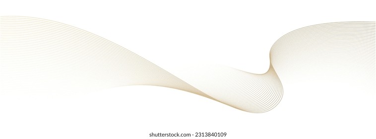 Abstract vector wavy lines flowing smooth curve gold gradient color on white background in concept of luxury, technology, science, music, modern.