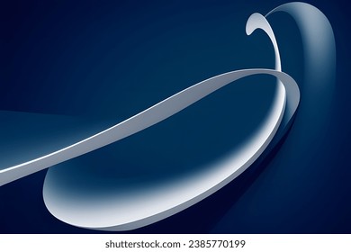 Abstract vector wavy lines flowing smooth curve dark blue gradient color in concept of luxury, technology, modern.