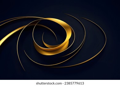 Abstract vector wavy lines flowing smooth curve dark gold gradient color in concept of luxury, technology, modern.