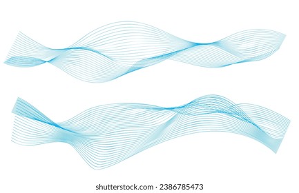Abstract vector wavy lines flowing smooth curve gold gradient color on transparent background in concept of luxury, technology, science, music, modern.