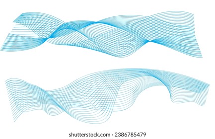 Abstract vector wavy lines flowing smooth curve gold gradient color on transparent background in concept of luxury, technology, science, music, modern.